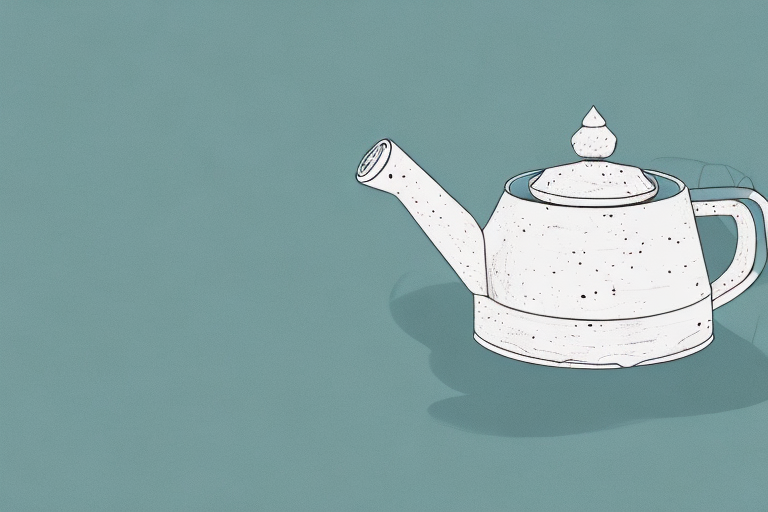 A ceramic teapot with a cracked handle