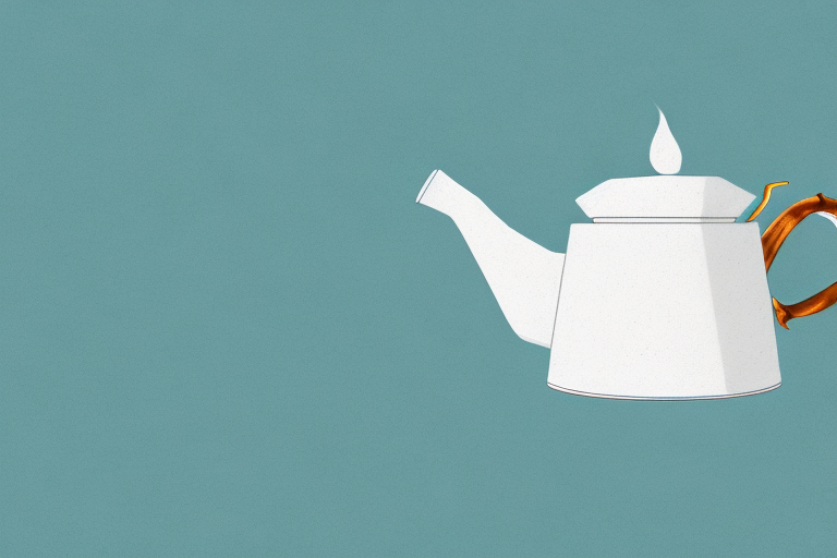 A ceramic teapot with steam rising from the spout
