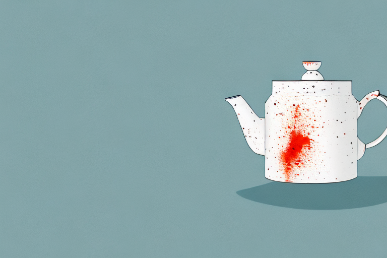 A ceramic teapot with stains on it