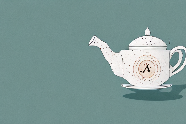 A ceramic teapot with a long pour spout