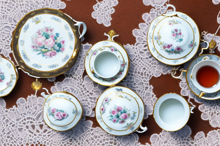 A beautifully detailed vintage english tea set