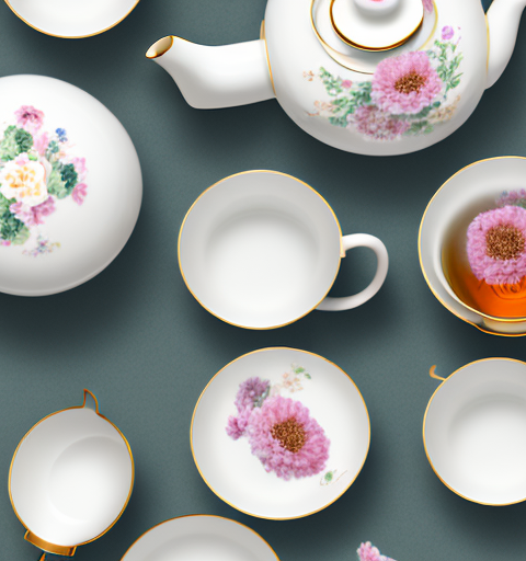 A blooming tea set with a beautifully steeped tea in a glass teapot