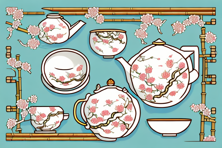 An intricately designed japanese tea set
