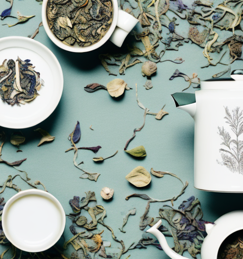 A beautifully arranged herbal tea gift set