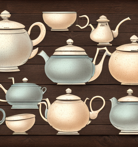 Several vintage hall teapots of different shapes and colors