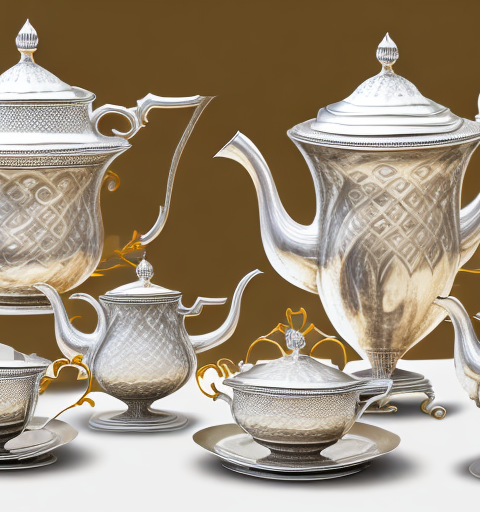 An elegant silver tea set