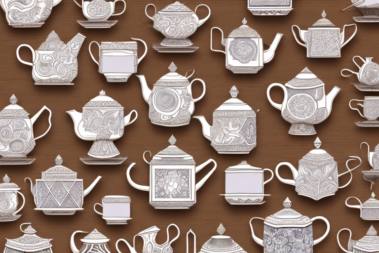 An array of beautifully detailed vintage teapots