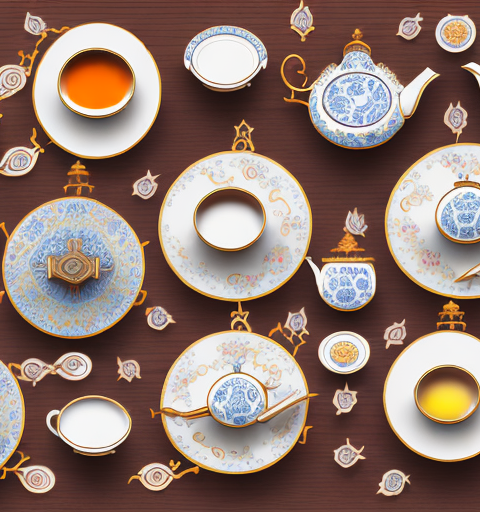 A variety of miniature tea sets