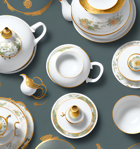 Several elegantly designed tea sets