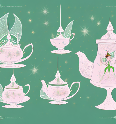 A whimsical tinkerbell tea set