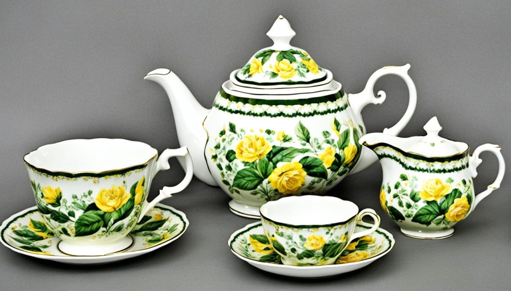 Royal Stafford Green & Yellow tea set