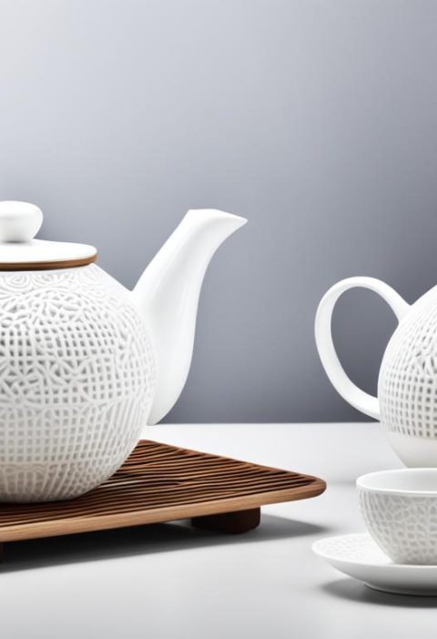 What are some innovative materials used in modern tea sets