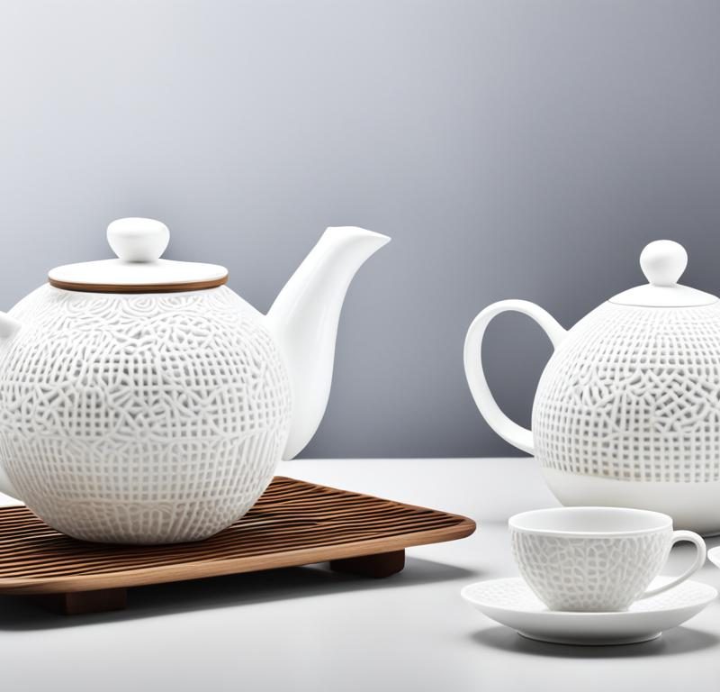 What are some innovative materials used in modern tea sets