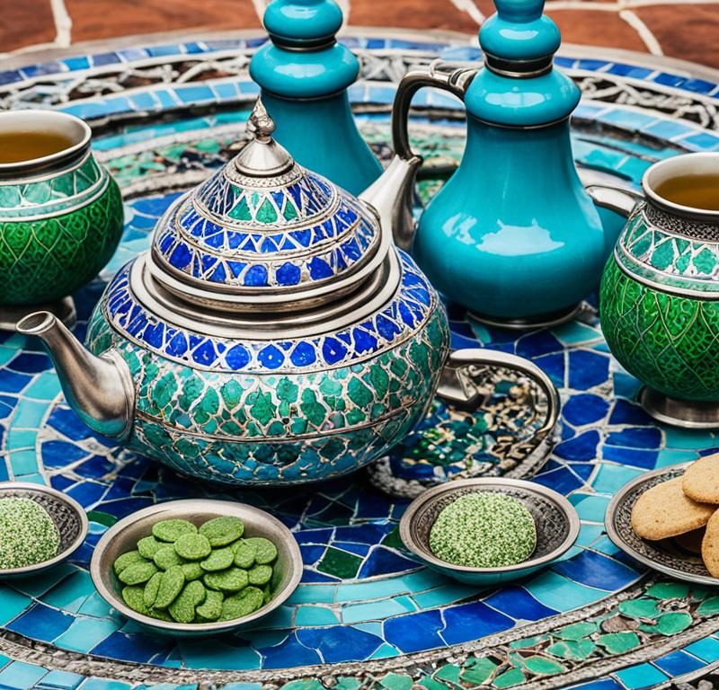 What are the key characteristics of Moroccan tea set designs