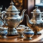 What are the key characteristics of Moroccan tea set designs?