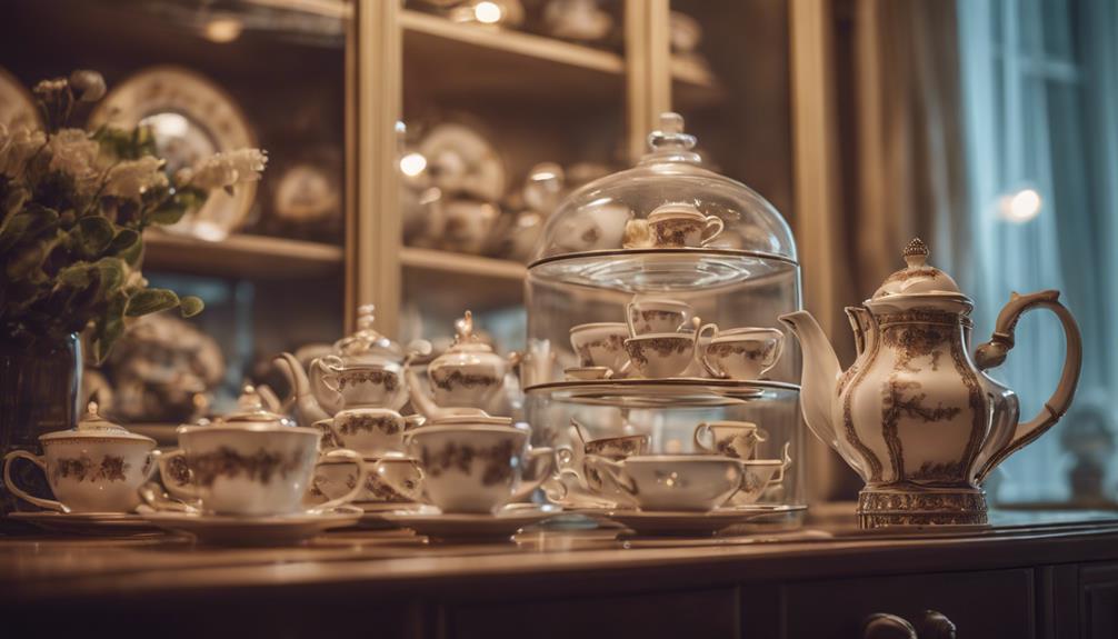 antique teacups displayed beautifully