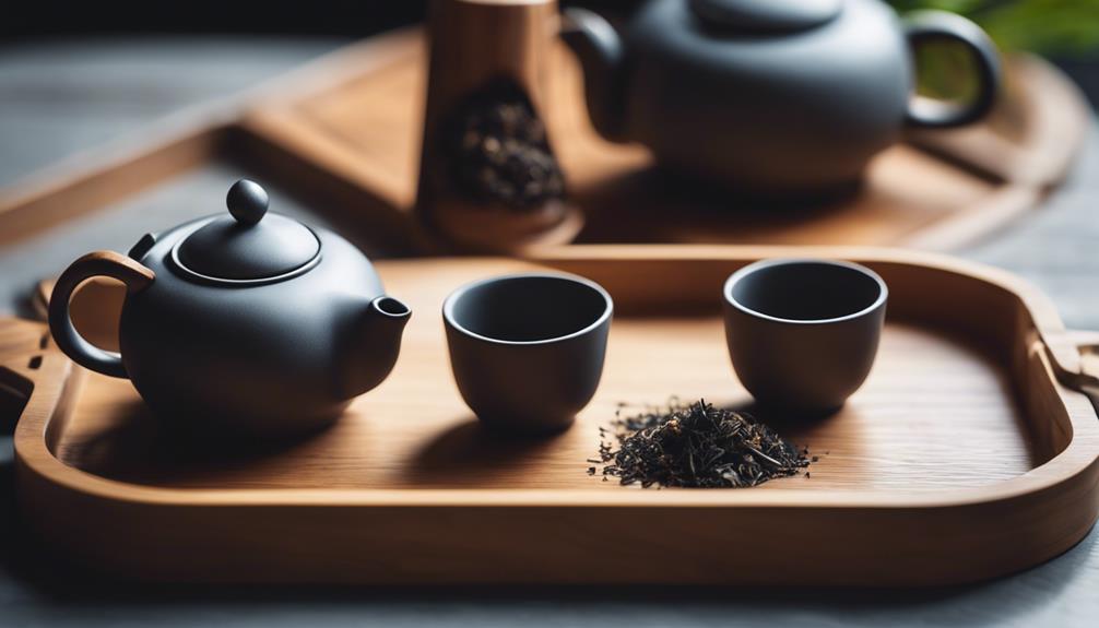 crafted wooden tea set