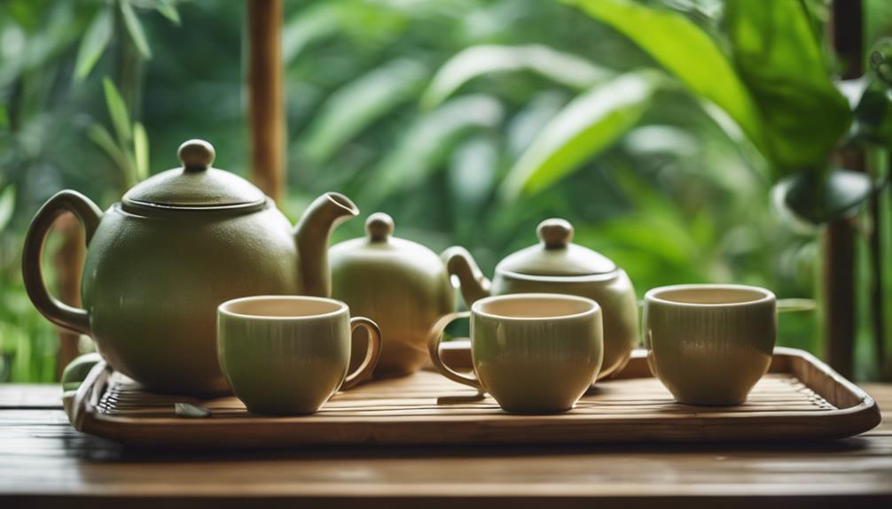 four word phrase elegant bamboo tea set