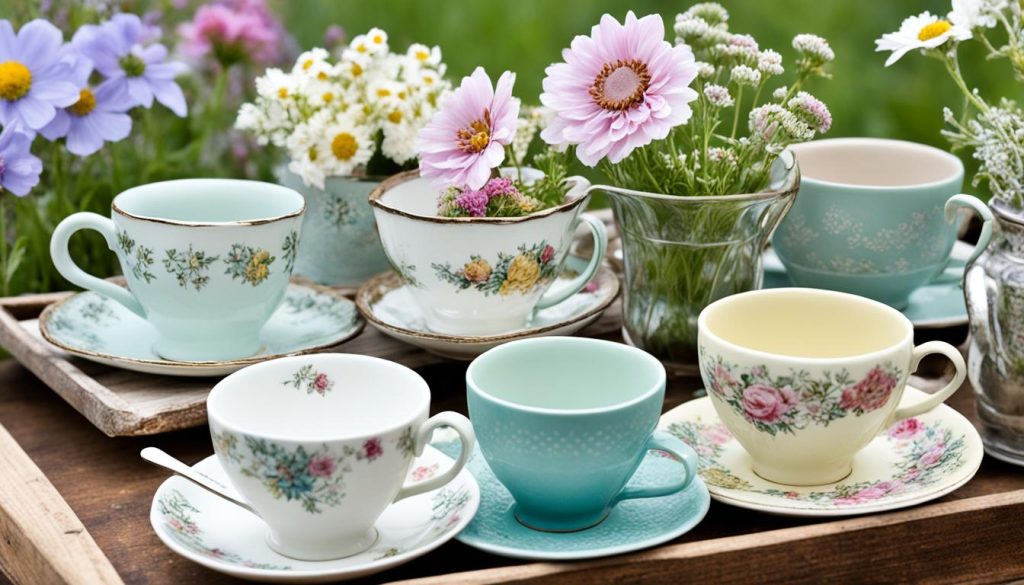 vintage-inspired cup and saucer sets